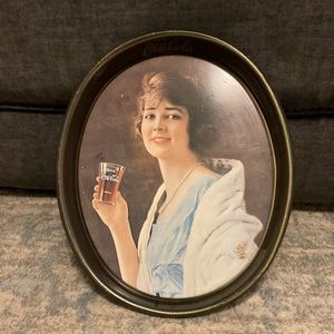 Vintage 1973 COCA COLA Oval Tin Serving Tray – Retro 1923 Flapper Girl P…